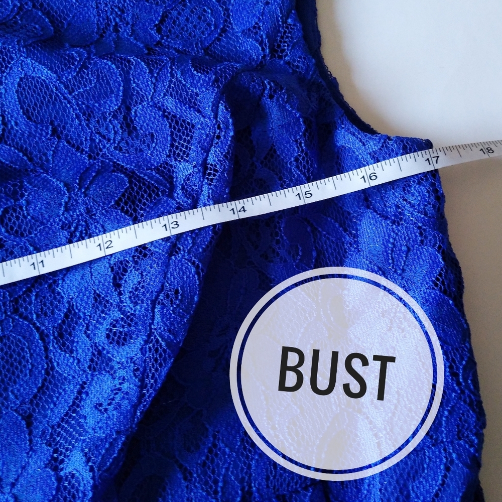 Lauren Ralph Lauren dress blue lace overlay 8 - Picture 7 of 12